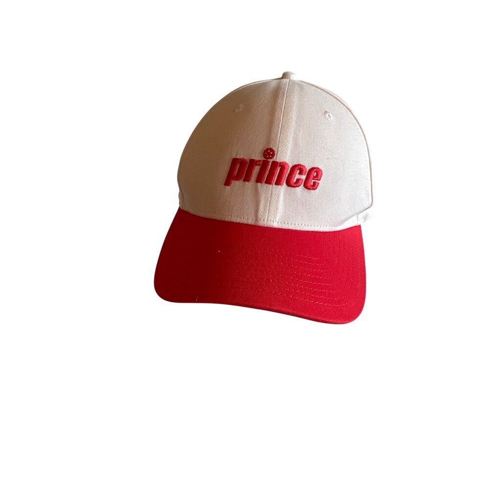 Prince Pickleball White &‎ Red Baseball Cap Adjustable Cotton Sport